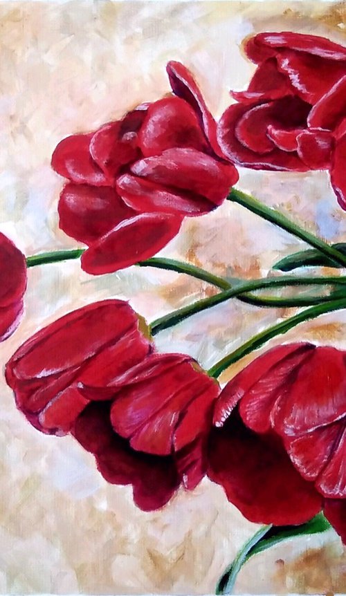 Spring red tulips by Liubov Samoilova