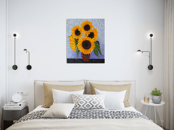 Large Five Sunflowers