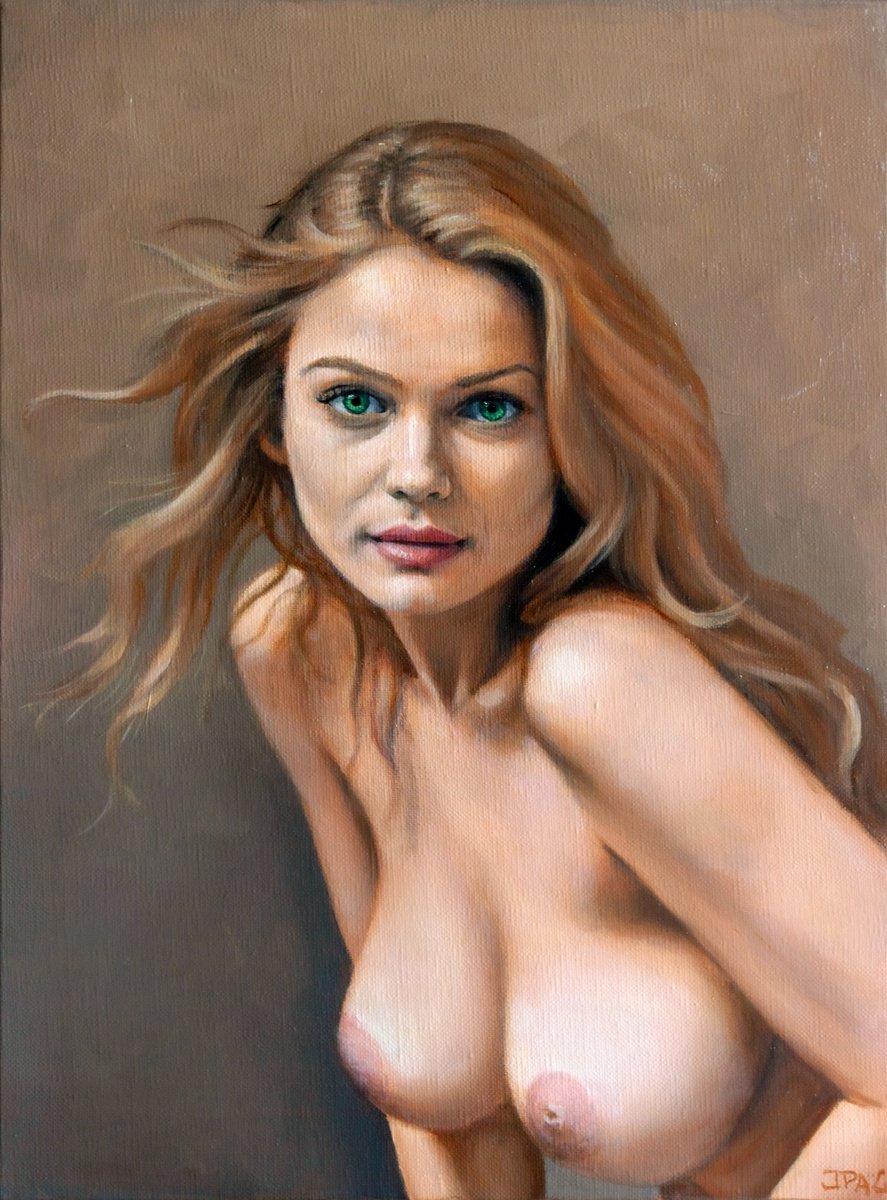 Photorealistic Portrait Oil Painting By Jean-Pierre Andre Leclercq, 12 X 16, Natalia, Original Artwork