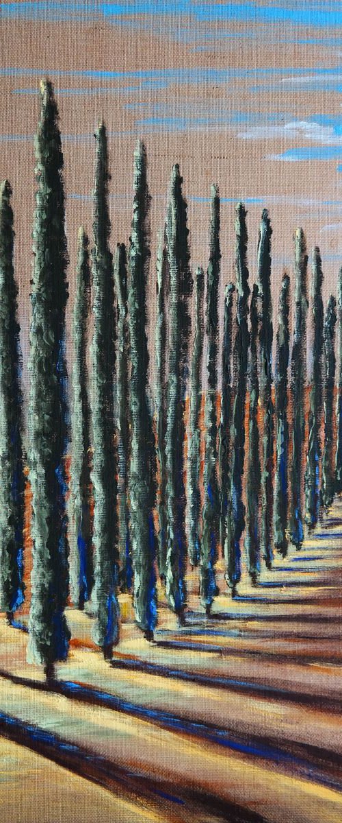 Revisiting Tuscany II- Natural Jute Painting by Danijela Dan