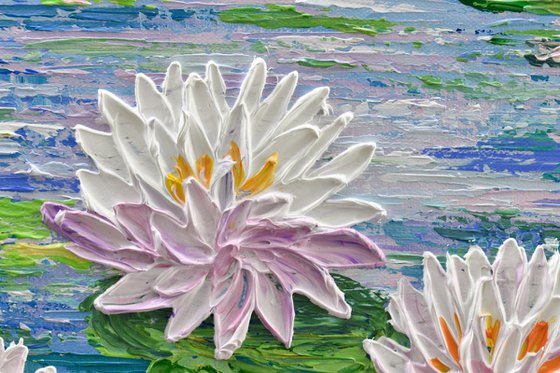 Water Lilies Pond - Impasto Floral Art