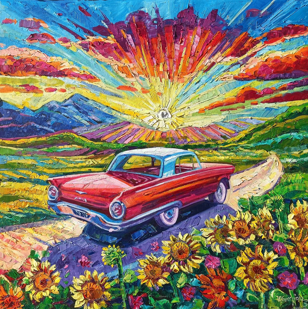 Expressive Abstract Oil Painting By Vanya Georgieva, 35 X 35", Into My Dreams, Original Artwork