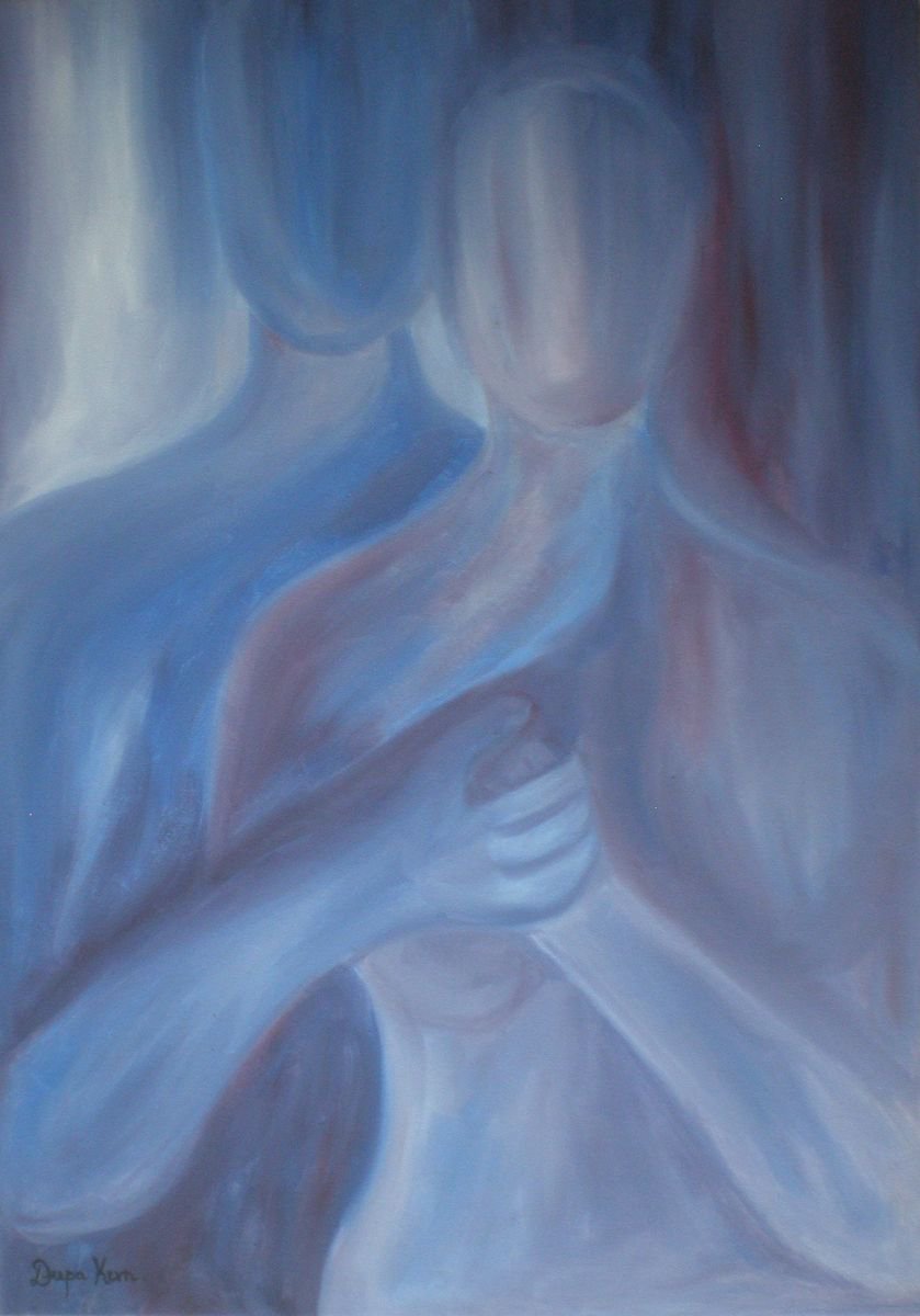 Expressive Portrait Oil Painting By Deepa Kern, 24 X 33, Together, Original Artwork