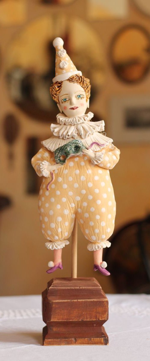 Pierrot with a mask, wall object by Elya Yalonetski by Elya Yalonetski