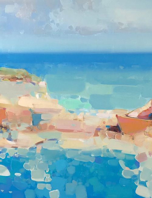 Ocean Cliffs, Original oil painting, Handmade artwork, One of a kind by Vahe Yeremyan