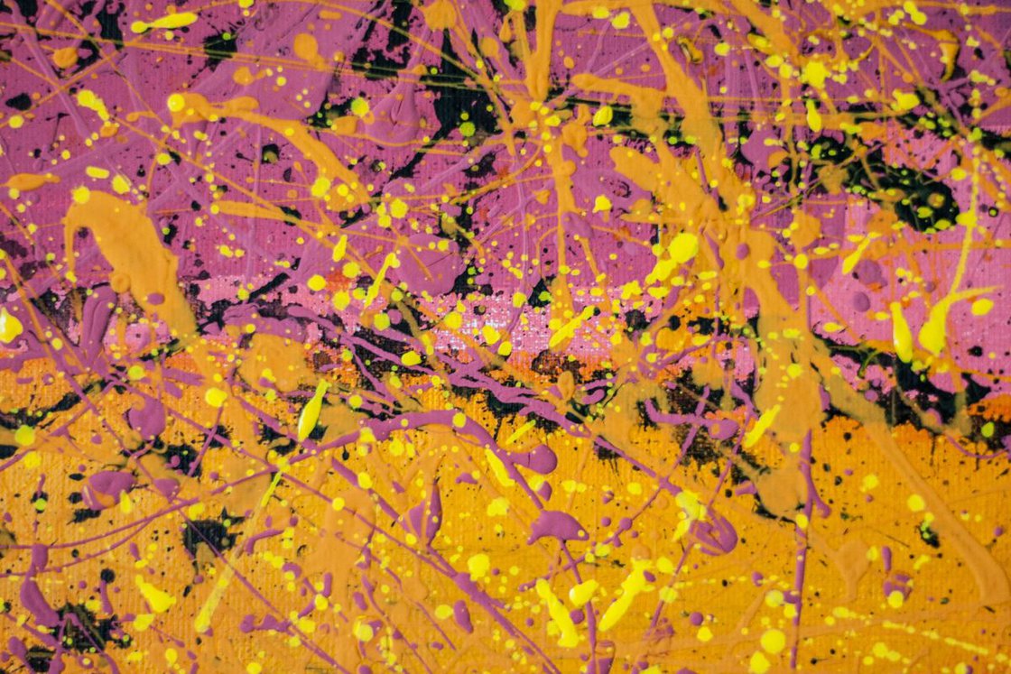 Bright Pink and Yellow Abstract Acrylic Painting 25x25 cm Acrylic