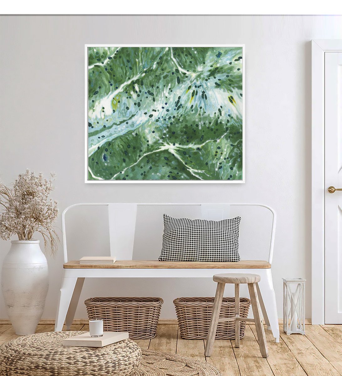 Organic Landscape Oil Painting By Margaret Juul, 1 X 1", Bottom Of The Ocean, Original Artwork