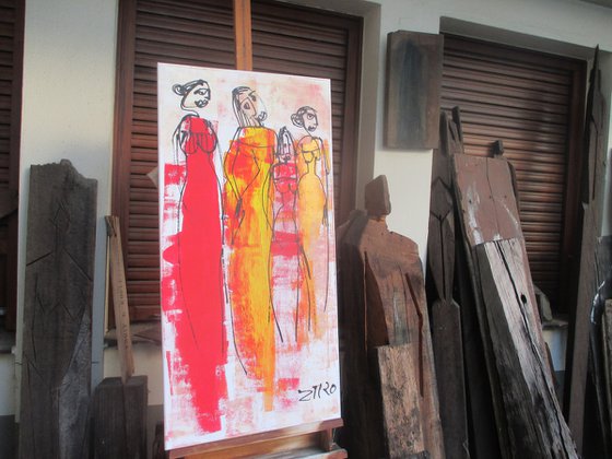 elegant girls xl Acrylpainting  19,7 x 39,4inch