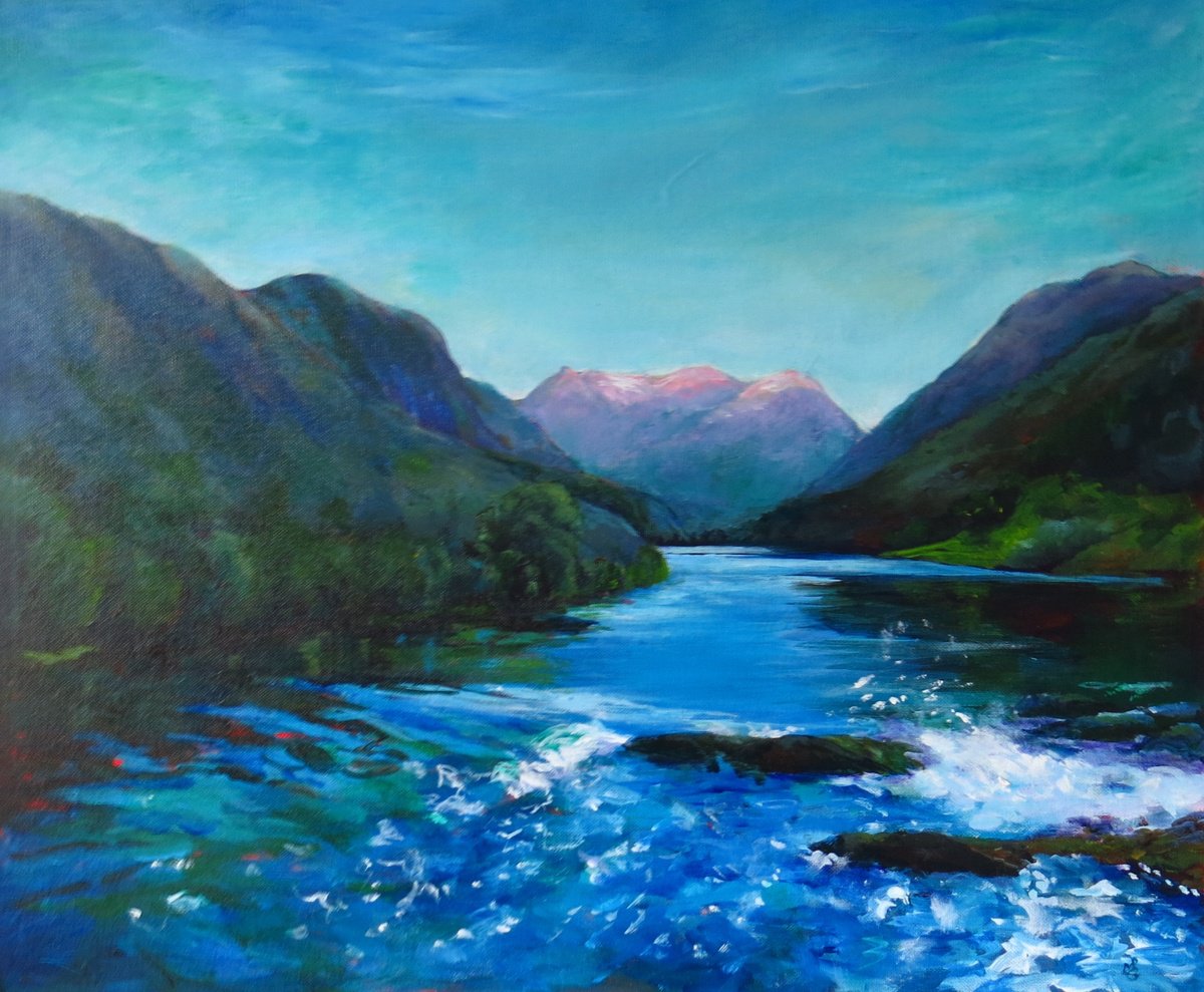 Impressionistic Landscape Acrylic Painting By Maureen Greenwood, 24 X 20", Memories Of Norway, Original Artwork