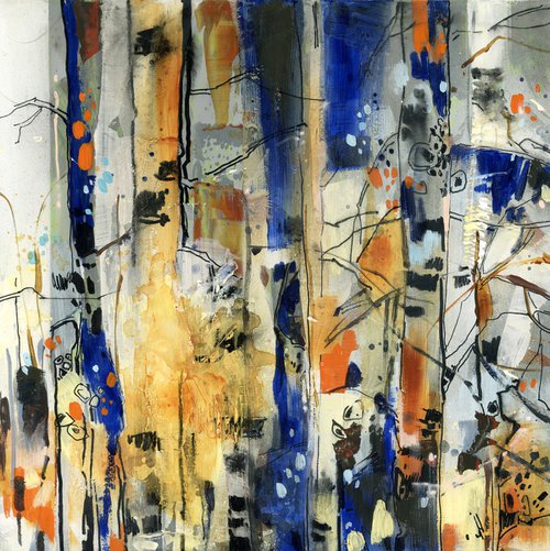 Wonderful Forest Abstract Mixed Media Painting by Sophie Rodionov