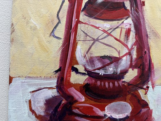 The Red Oil Lamp Still Life