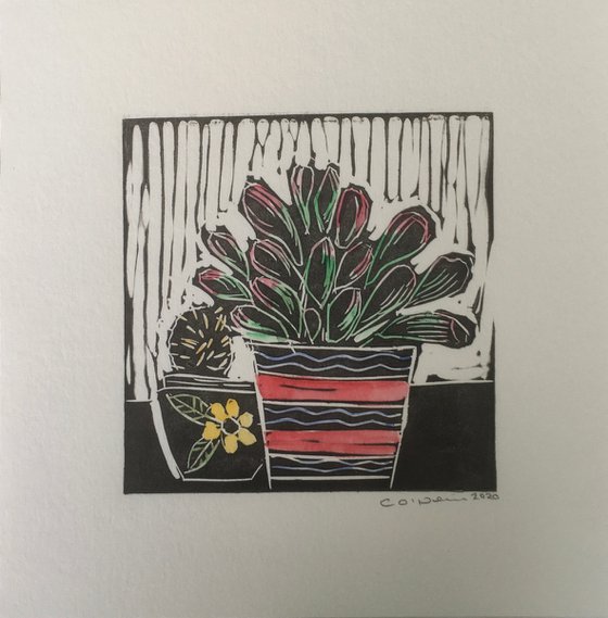 Cactus Pot  (red striped)