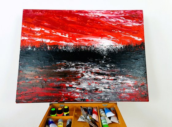 Red abstract landscape