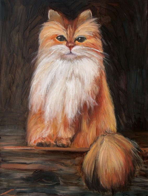 Fluffy Cat Oil Painting By Elena Sokolova Artfinder