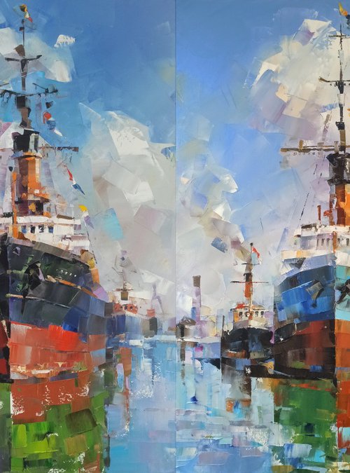 BETWEEN TWO SHORES Series GOLDEN AGE diptych by Volodymyr Glukhomanyuk