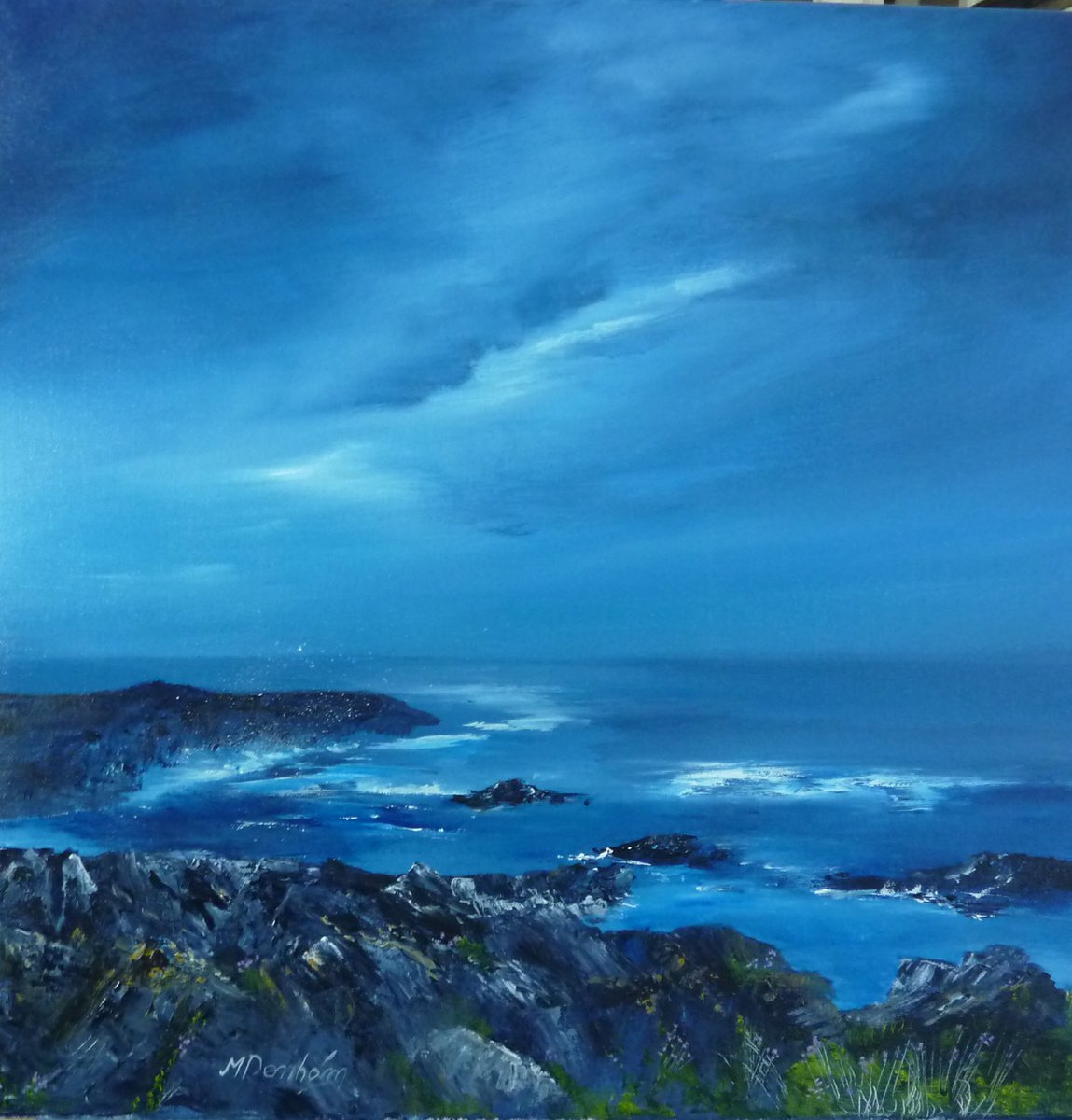 Impressionistic Landscape Acrylic Painting By Margaret Denholm, 20 X 20", Northern Midsummer, Original Artwork