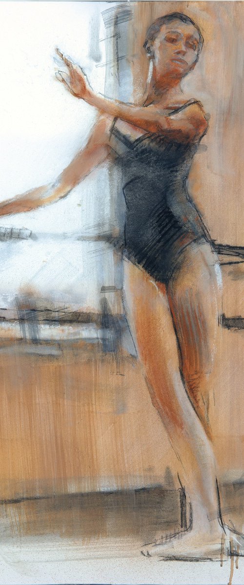 Charcoal drawing on paper " "Ballerina"l" by Eugene Segal