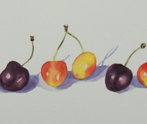 Cherries in a line by Krystyna Szczepanowski