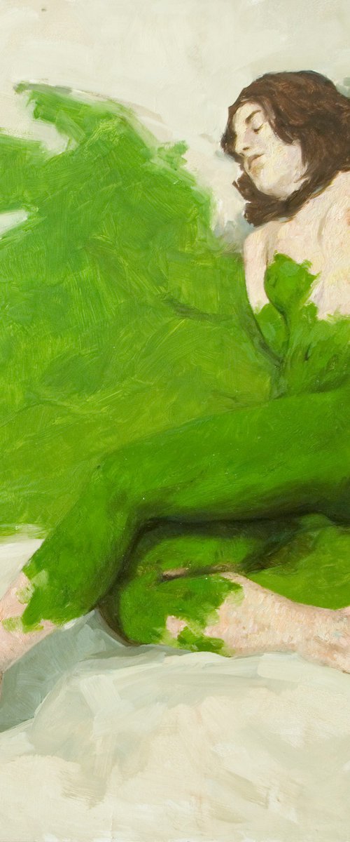nude woman with green by Olivier Payeur