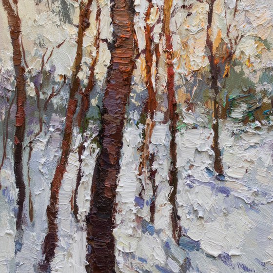 Winter  forest - Original oil painting