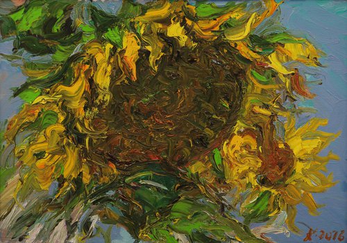 Sunflowers - Oil Painting - Small Size - Gift - Original Artwork by Karakhan