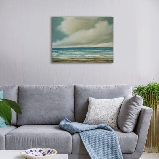 On The Shores Of Tomorrow - Original Seascape Oil Painting on Stretched Canvas