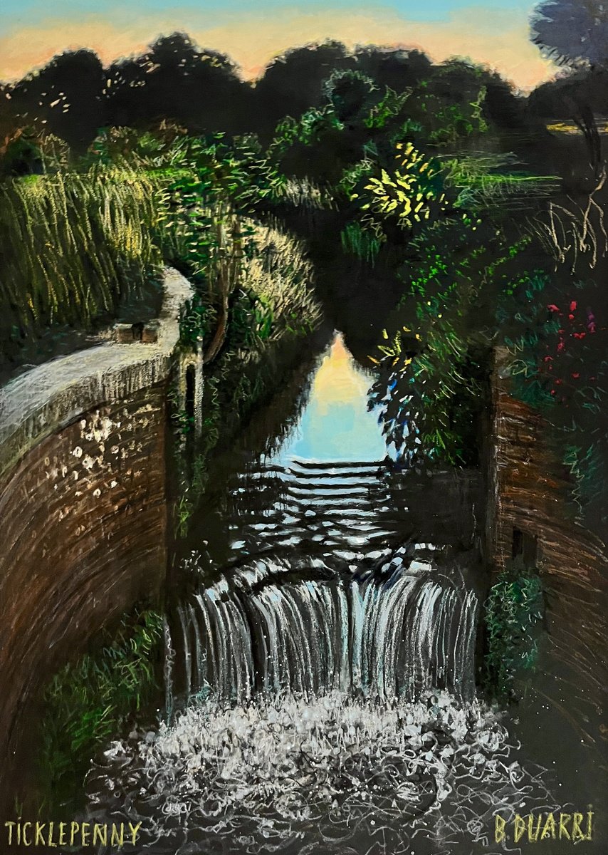 Expressive Landscape Pastel Drawing By Benjamin Duarri, 24 X 32, Ticklepenny, Original Artwork