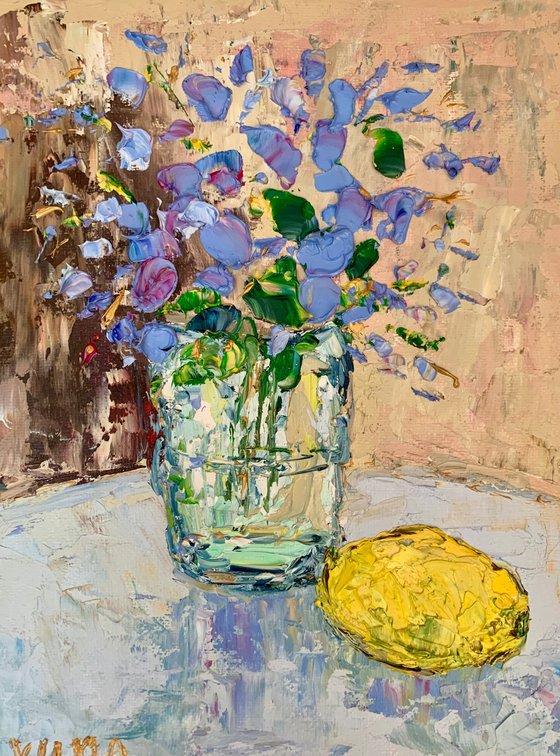 Flowers and lemon