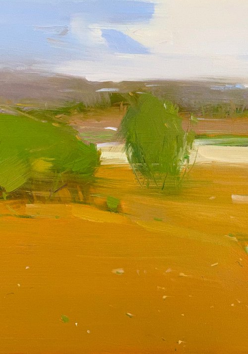 Ochre Valley, Original oil painting, Handmade artwork, One of a kind by Vahe Yeremyan