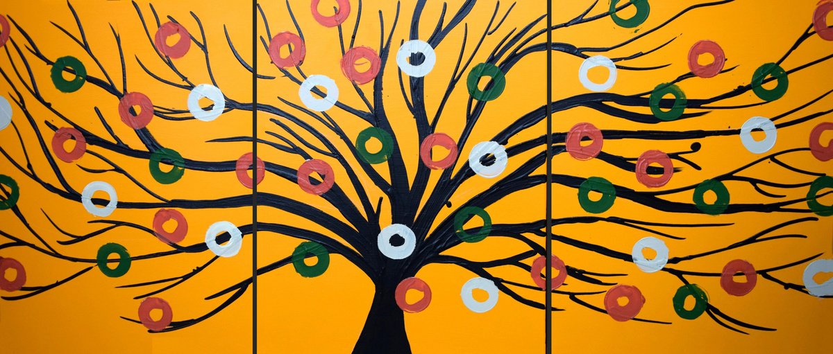 Impressionistic Landscape Acrylic Painting By Stuart Wright, 48 X 20", Dream Tree Tree Wall Art, Original Artwork