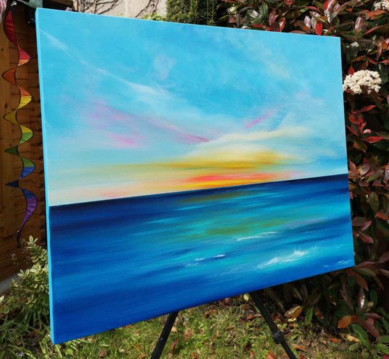 Dusk Embers - Cornish Seascape, Art, Skyscape