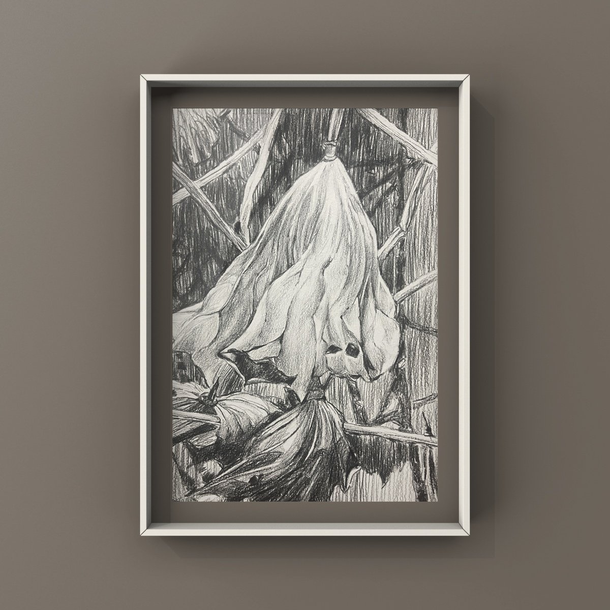 Graphic Botanical Pencil Drawing By Guzel Min, 8 X 12, Lotus Leaf, Original Artwork