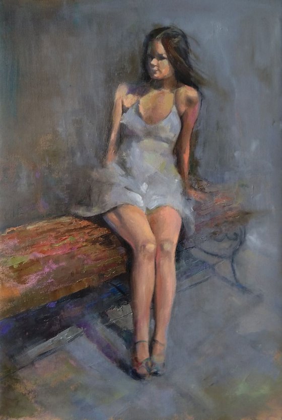 Girl figure (40x60cm, oil painting, ready to hang)