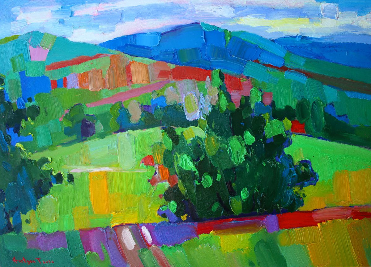 Cultivated fields-2 (50x70cm, oil painting, ready to hang) by Tigran Aveyan