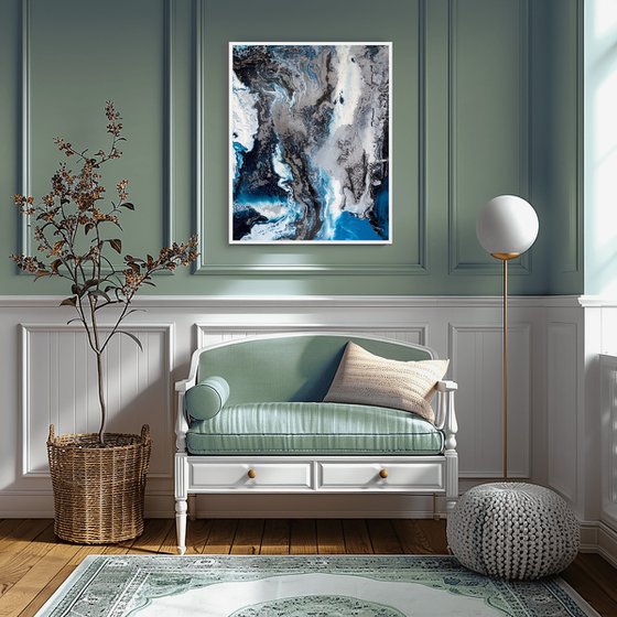 Silver Blue Abstract Canvas