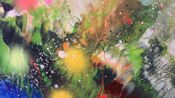 "Hummingbirds and Rainbow" LARGE painting