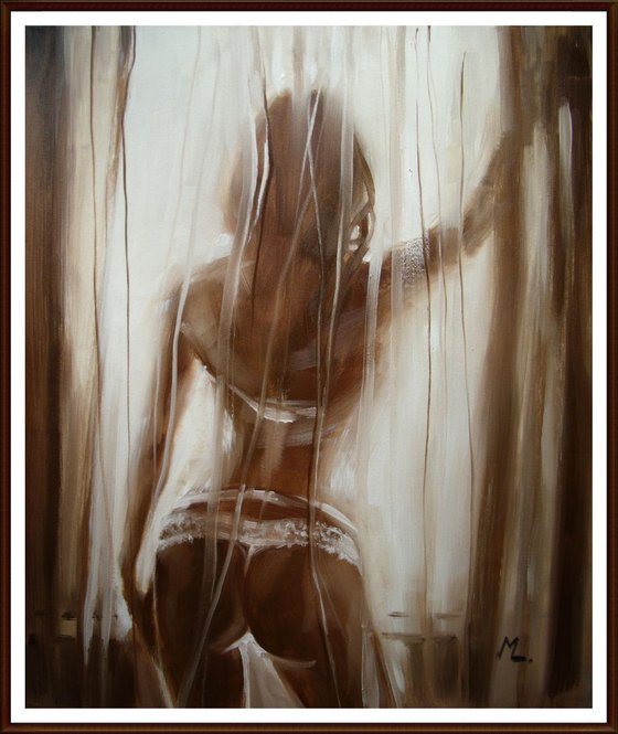 " I WAITING FOR YOU, SOMEWHERE... - original oil painting, act nude "