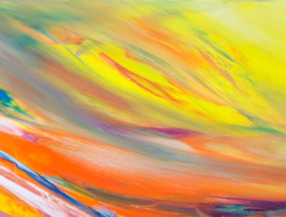"The evening light II" impressionistic skyscape, 100x60 cm