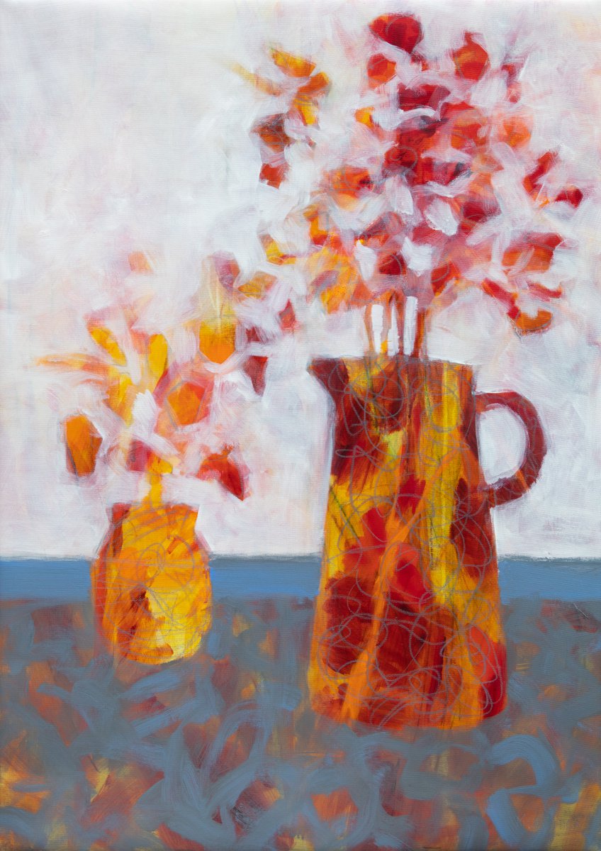 Impressionistic Painting , Orange Pot And Jug By Fabienne Monestier, 26 X 36, Artwork For Sale On Artfinder