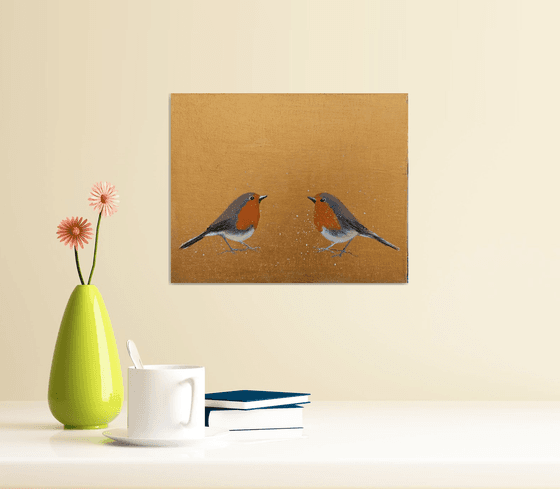 Two Little Robins ~ Framed