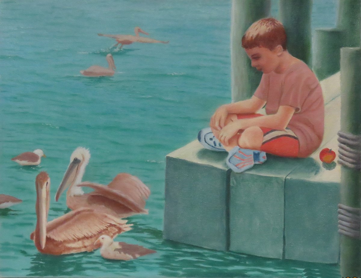 Photorealistic Portrait Oil Painting By Stephen Benedek, 20 X 16", The Ornithologist, Original Artwork