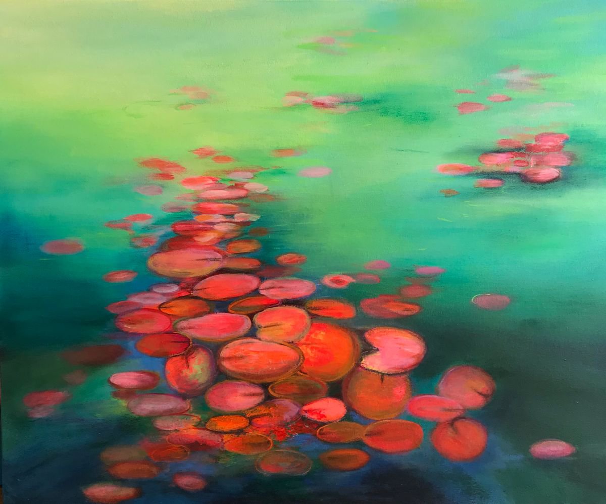 Abstract water lilies pond - 1 !! by Amita Dand