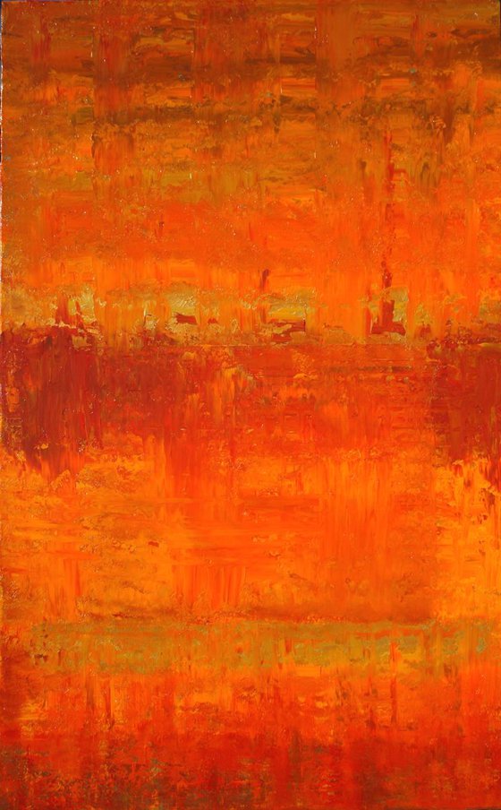 Primitive Abstract Gold, Orange Panel