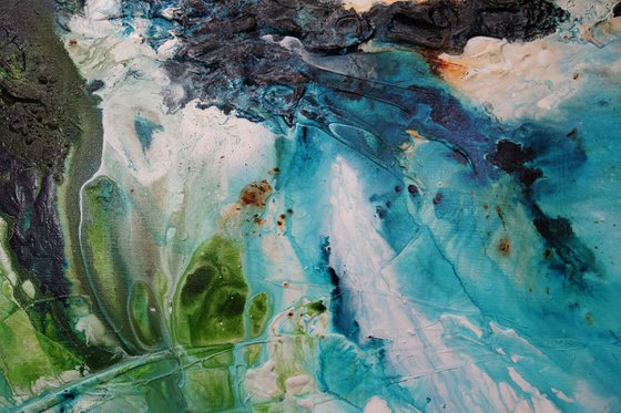 Turquoise Element 200cm x 80cm Green Teal Textured Abstract Art