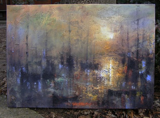 "Harbor of destroyed dreams -Between what you Feel and what you Know" / Large size W 100x H 70cm