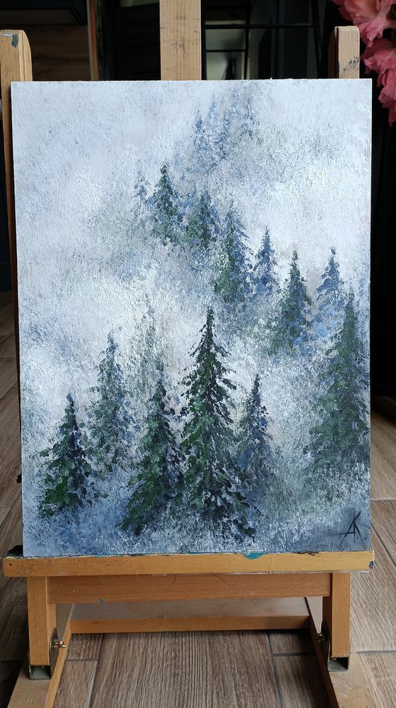 Fog - forest, acrylic