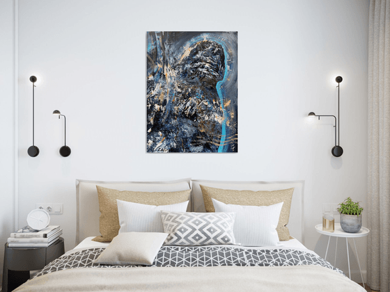 ENIGMATIC AND BIZARRE BLUE ANGEL PAINTING BY KLOSKA