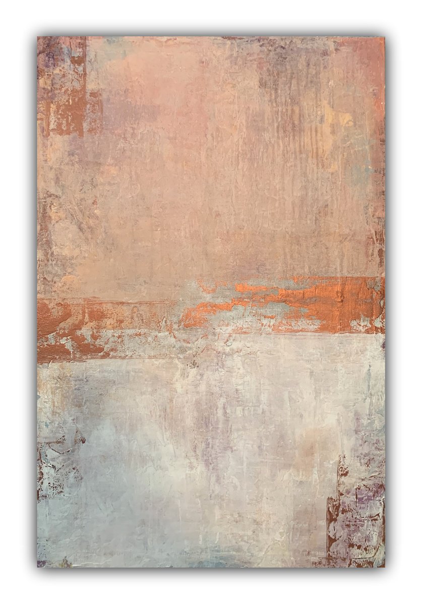 Geometric Abstract Acrylic Painting By Elizabeth Moran, 24 X 36, Rosewood, Original Artwork