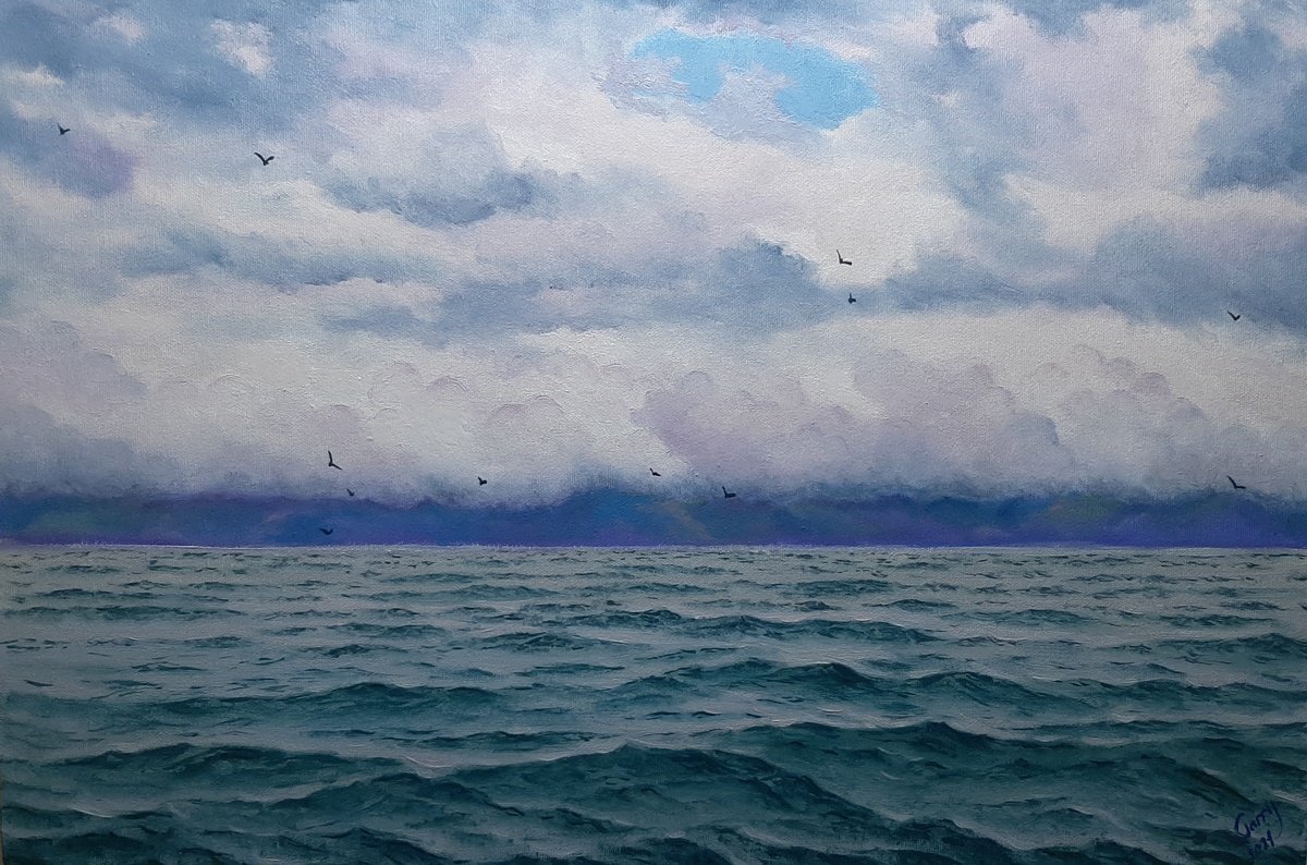 Photorealistic Landscape Oil Painting By Garry Arzumanyan, 24 X 16, Waterscape, Original Artwork