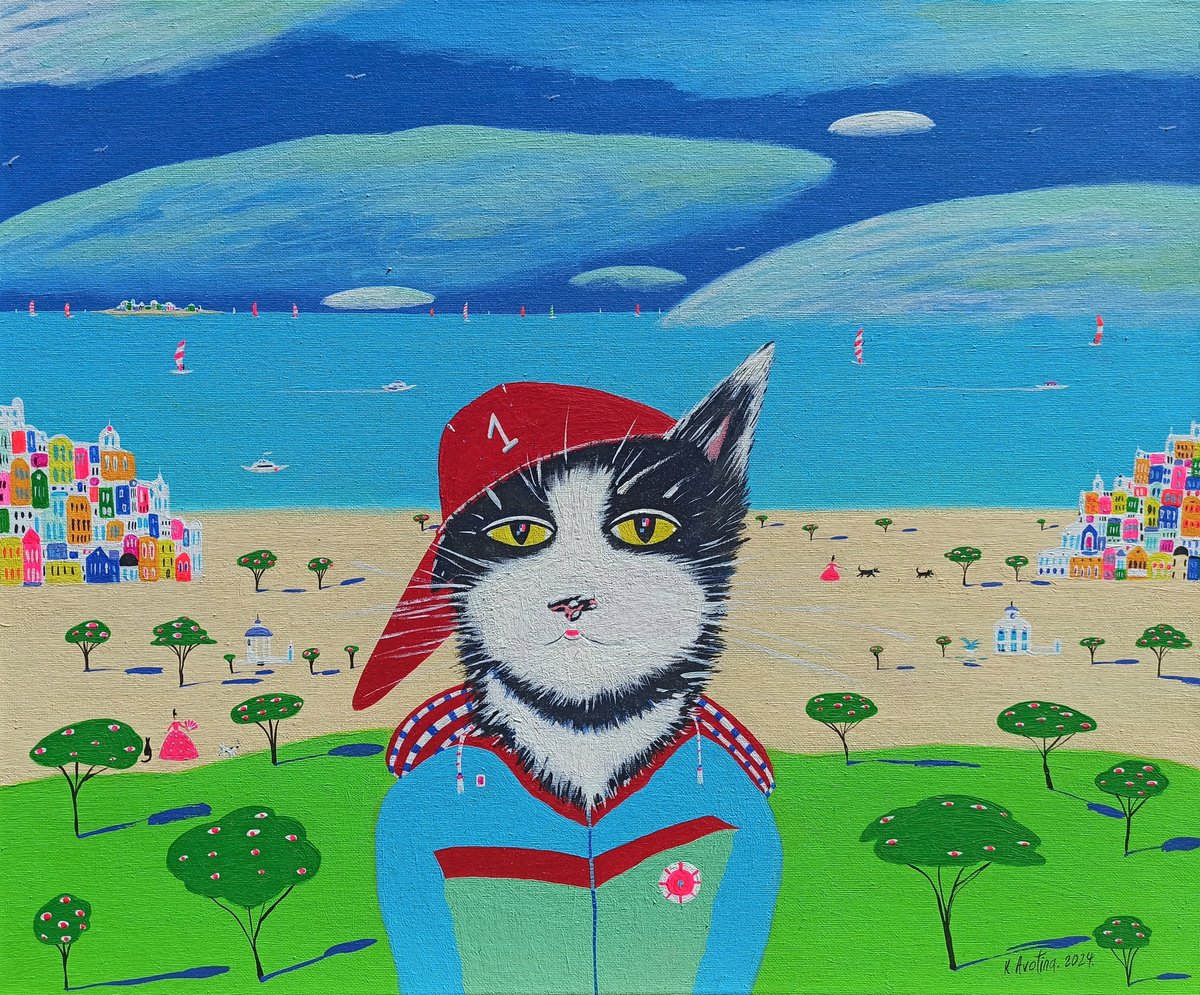 Impressionistic Landscape Acrylic Painting By Katrina Avotina, 24 X 20", Not Far From Paradise, Original Artwork